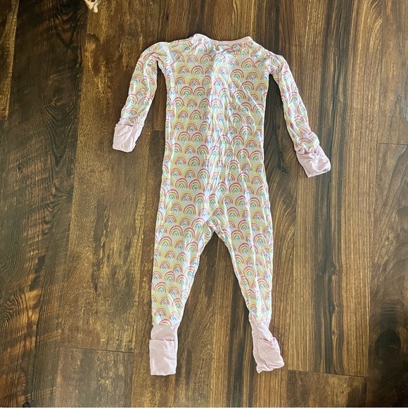 Little Sleepies Zippy Pastel Rainbow Bamboo Sleeper PJs Pajamas Size 12-18M - Picture 2 of 3